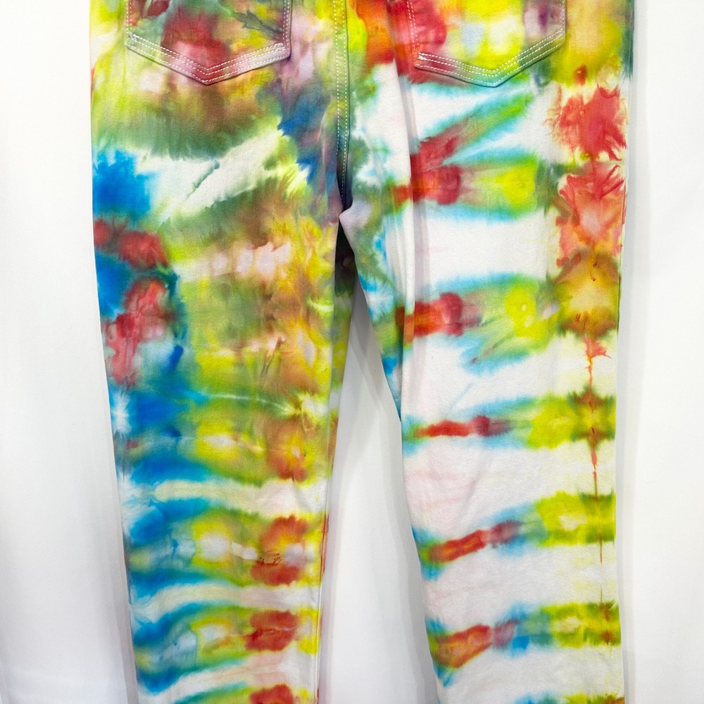 Lee Size 12 Jeans Handmade Tie Dye Jeans High Rise Straight Leg Festival 636 - Picture 8 of 11